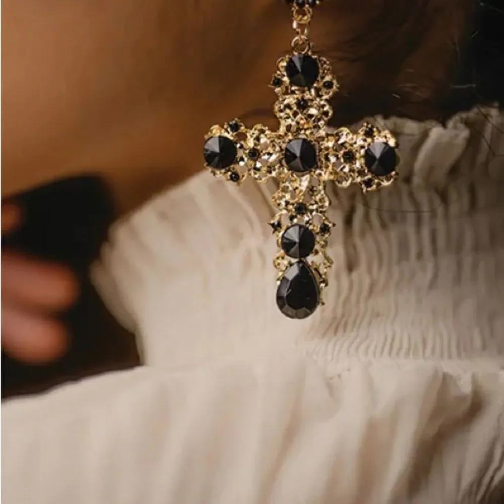 Vintage cross earrings N1159
